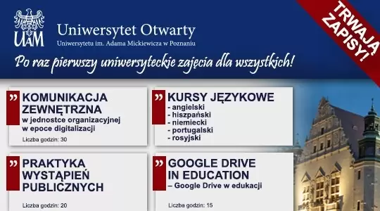 Ostatnie dni rejestracji na kursy Uniwersytetu Otwartego UAM  